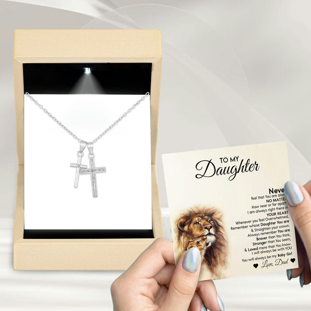 To My Daughter Necklace From Dad With Message Card - Straighten Your Crown