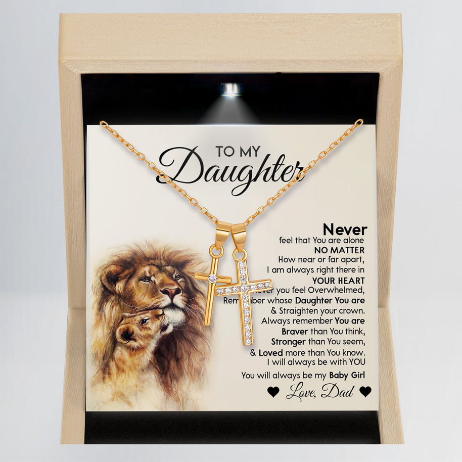 To My Daughter Necklace From Dad With Message Card - Straighten Your Crown