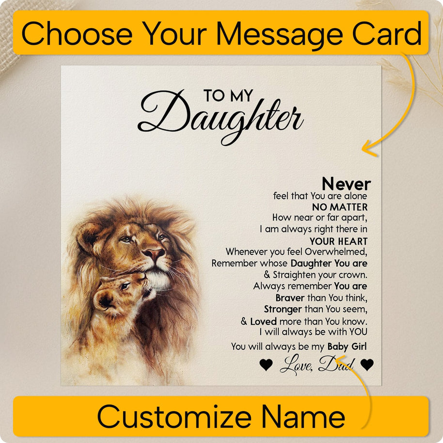 To My Daughter Necklace From Dad With Message Card - Straighten Your Crown