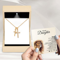 To My Daughter Necklace From Dad With Message Card - Straighten Your Crown