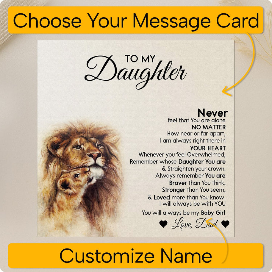 To My Daughter Necklace From Dad With Message Card - Straighten Your Crown