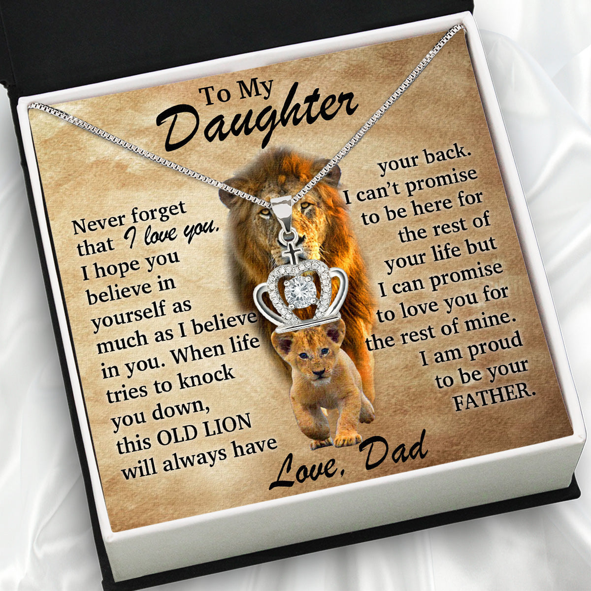 To My Daughter Necklace From Dad With Heartfelt Message Card, Jewelry For Daughter, Daughter Gift From Dad On Birthday, Wedding, Christmas, Graduation