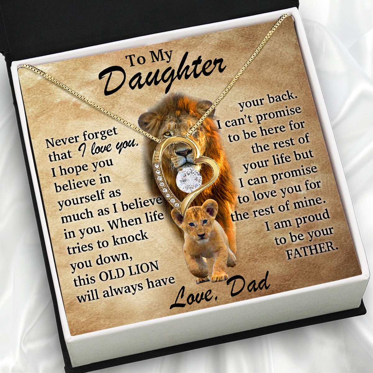 To My Daughter Necklace From Dad With Heartfelt Message Card, Jewelry For Daughter, Daughter Gift From Dad On Birthday, Wedding, Christmas, Graduation