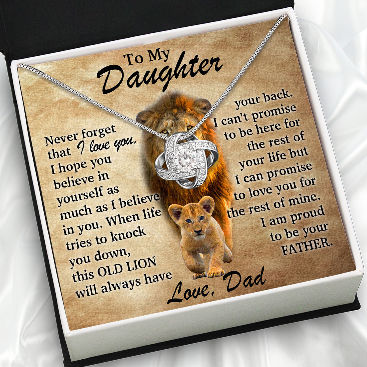 To My Daughter Necklace From Dad With Heartfelt Message Card, Jewelry For Daughter, Daughter Gift From Dad On Birthday, Wedding, Christmas, Graduation