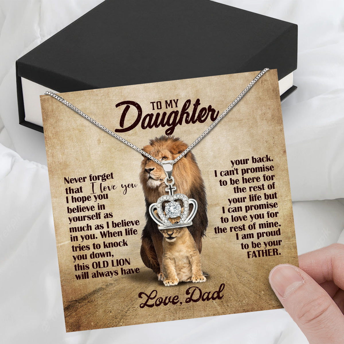 To My Daughter Necklace From Dad With Heartfelt Message Card, Jewelry For Daughter, Daughter Gift From Dad On Birthday, Wedding, Christmas, Graduation