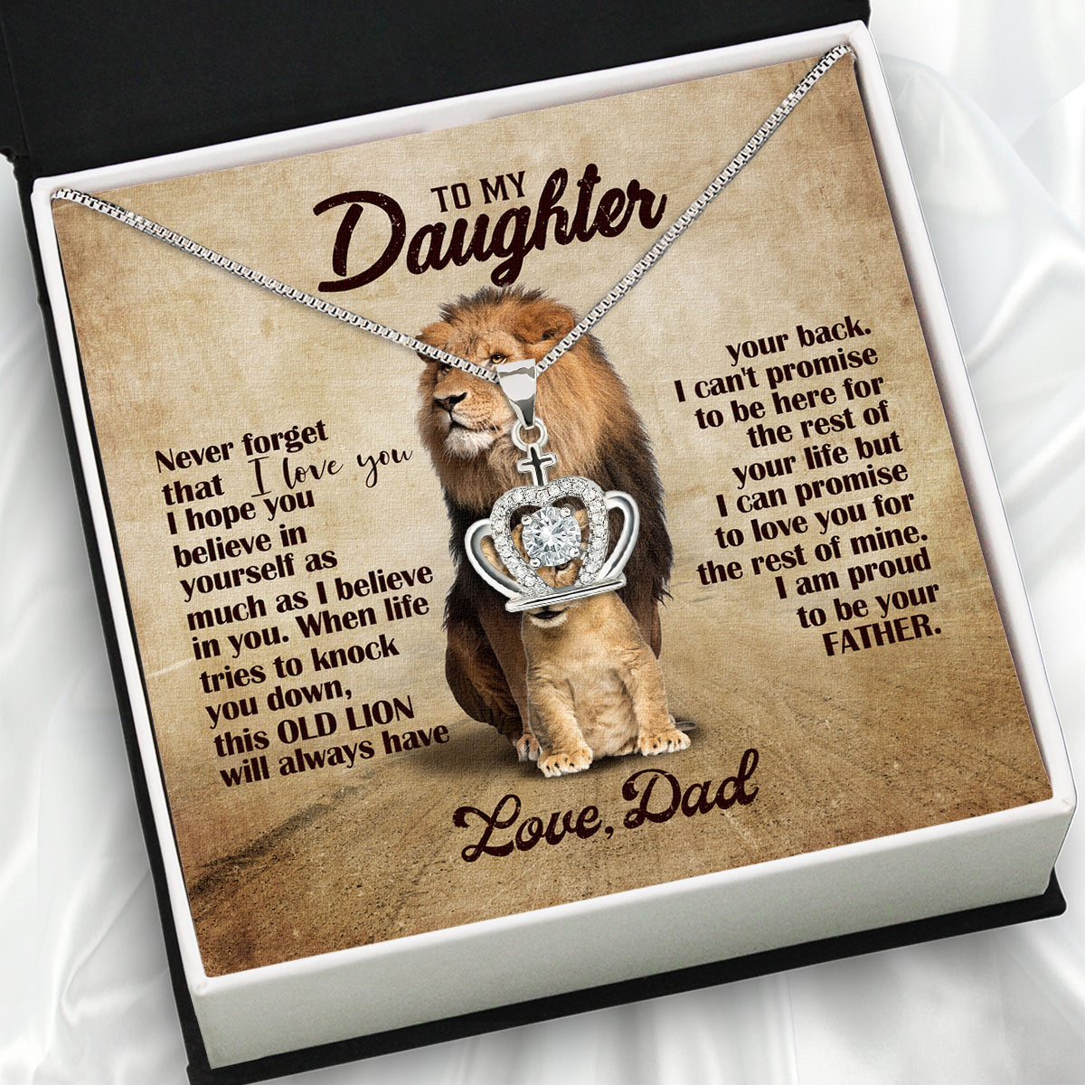 To My Daughter Necklace From Dad With Heartfelt Message Card, Jewelry For Daughter, Daughter Gift From Dad On Birthday, Wedding, Christmas, Graduation