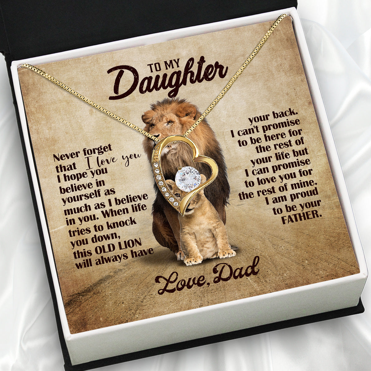 To My Daughter Necklace From Dad With Heartfelt Message Card, Jewelry For Daughter, Daughter Gift From Dad On Birthday, Wedding, Christmas, Graduation