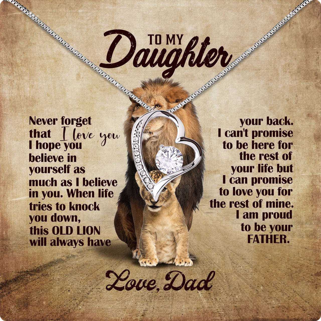 To My Daughter Necklace From Dad With Heartfelt Message Card, Jewelry For Daughter, Daughter Gift From Dad On Birthday, Wedding, Christmas, Graduation