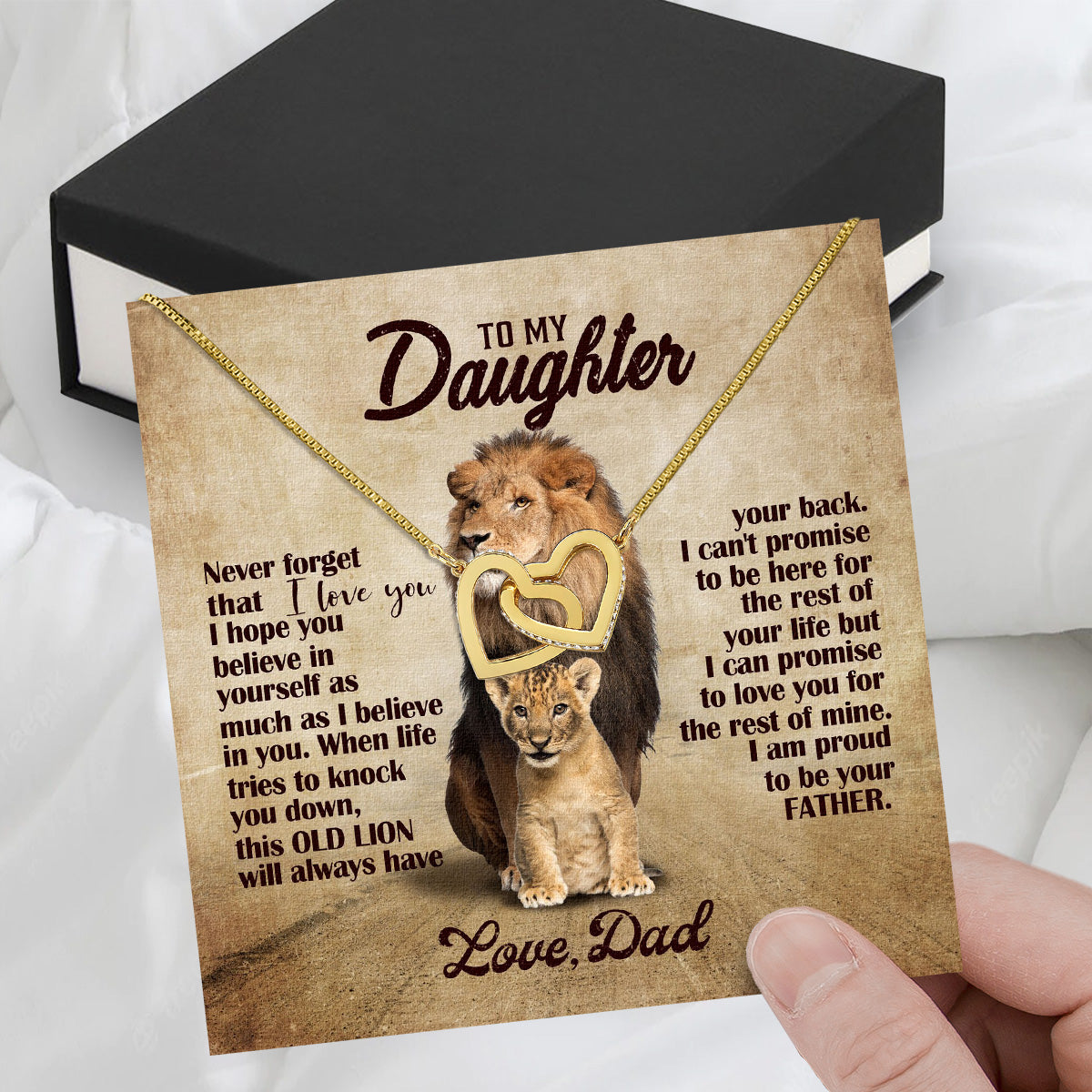 To My Daughter Necklace From Dad With Heartfelt Message Card, Jewelry For Daughter, Daughter Gift From Dad On Birthday, Wedding, Christmas, Graduation