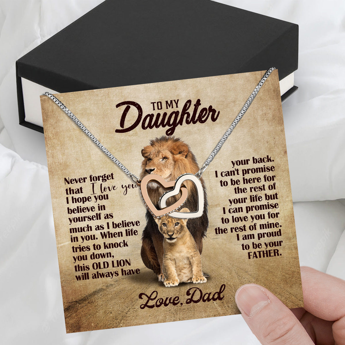 To My Daughter Necklace From Dad With Heartfelt Message Card, Jewelry For Daughter, Daughter Gift From Dad On Birthday, Wedding, Christmas, Graduation