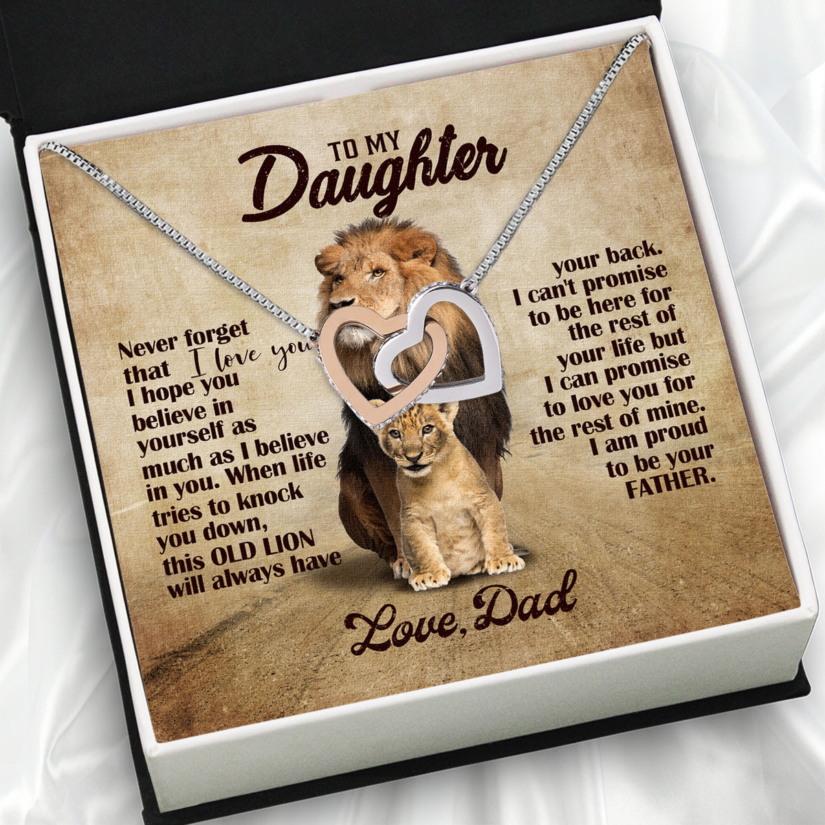 To My Daughter Necklace From Dad With Heartfelt Message Card, Jewelry For Daughter, Daughter Gift From Dad On Birthday, Wedding, Christmas, Graduation