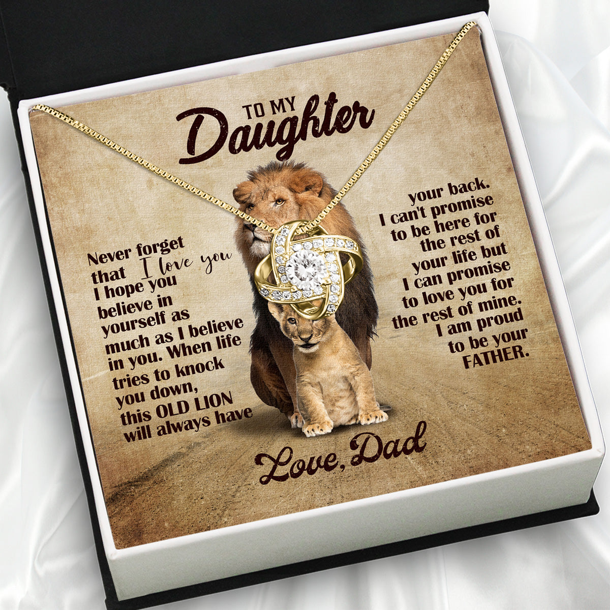 To My Daughter Necklace From Dad With Heartfelt Message Card, Jewelry For Daughter, Daughter Gift From Dad On Birthday, Wedding, Christmas, Graduation