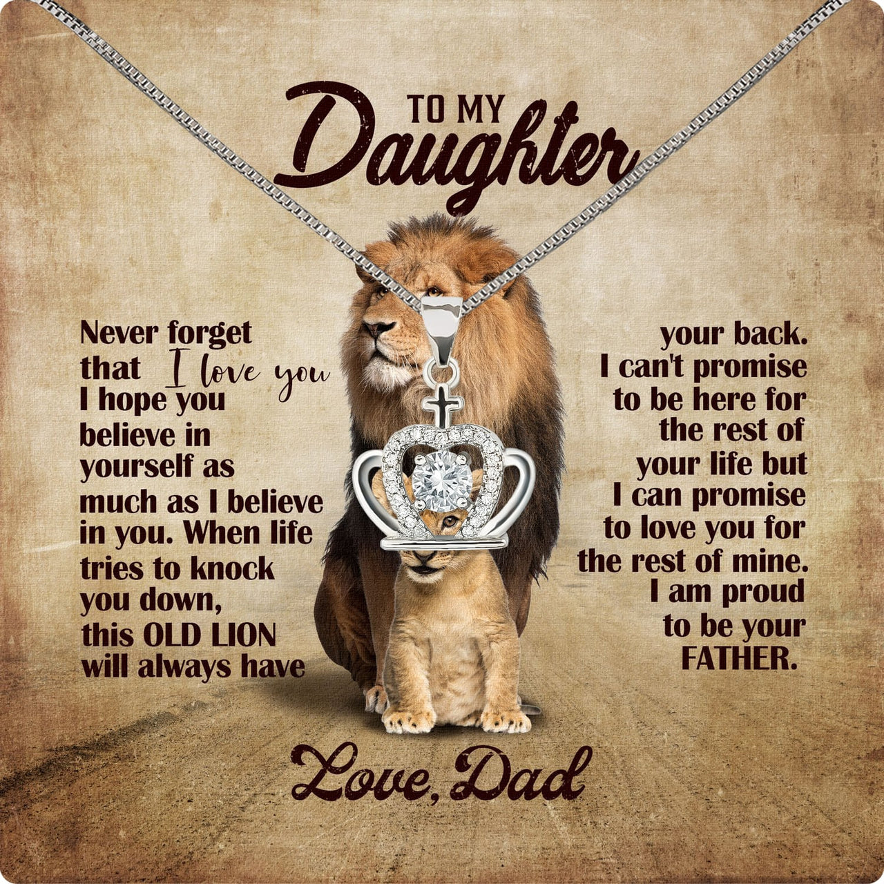 To My Daughter Necklace From Dad With Heartfelt Message Card, Jewelry For Daughter, Daughter Gift From Dad On Birthday, Wedding, Christmas, Graduation