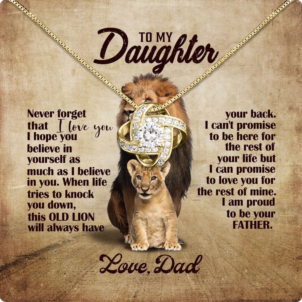 To My Daughter Necklace From Dad With Heartfelt Message Card, Jewelry For Daughter, Daughter Gift From Dad On Birthday, Wedding, Christmas, Graduation