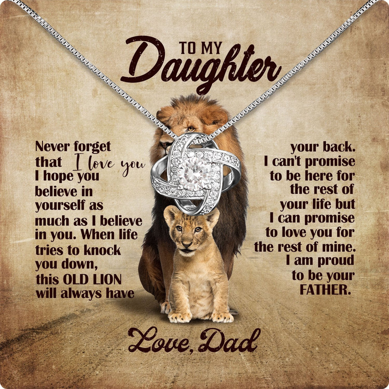 To My Daughter Necklace From Dad With Heartfelt Message Card, Jewelry For Daughter, Daughter Gift From Dad On Birthday, Wedding, Christmas, Graduation