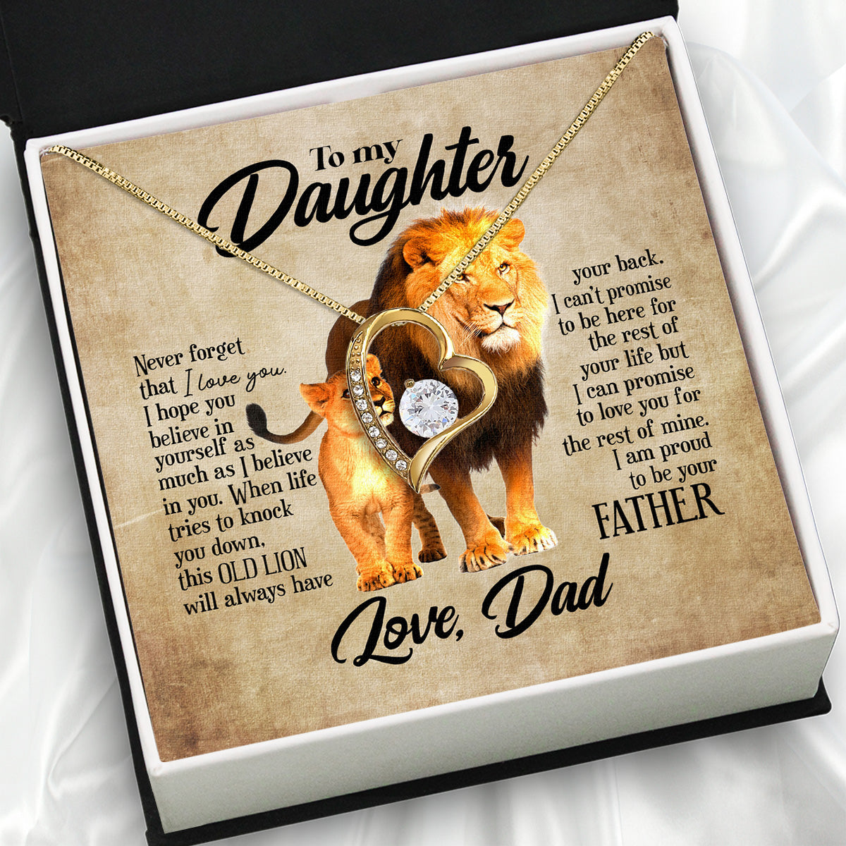 To My Daughter Necklace From Dad With Heartfelt Message Card, Jewelry For Daughter, Daughter Gift From Dad On Birthday, Wedding, Christmas, Graduation