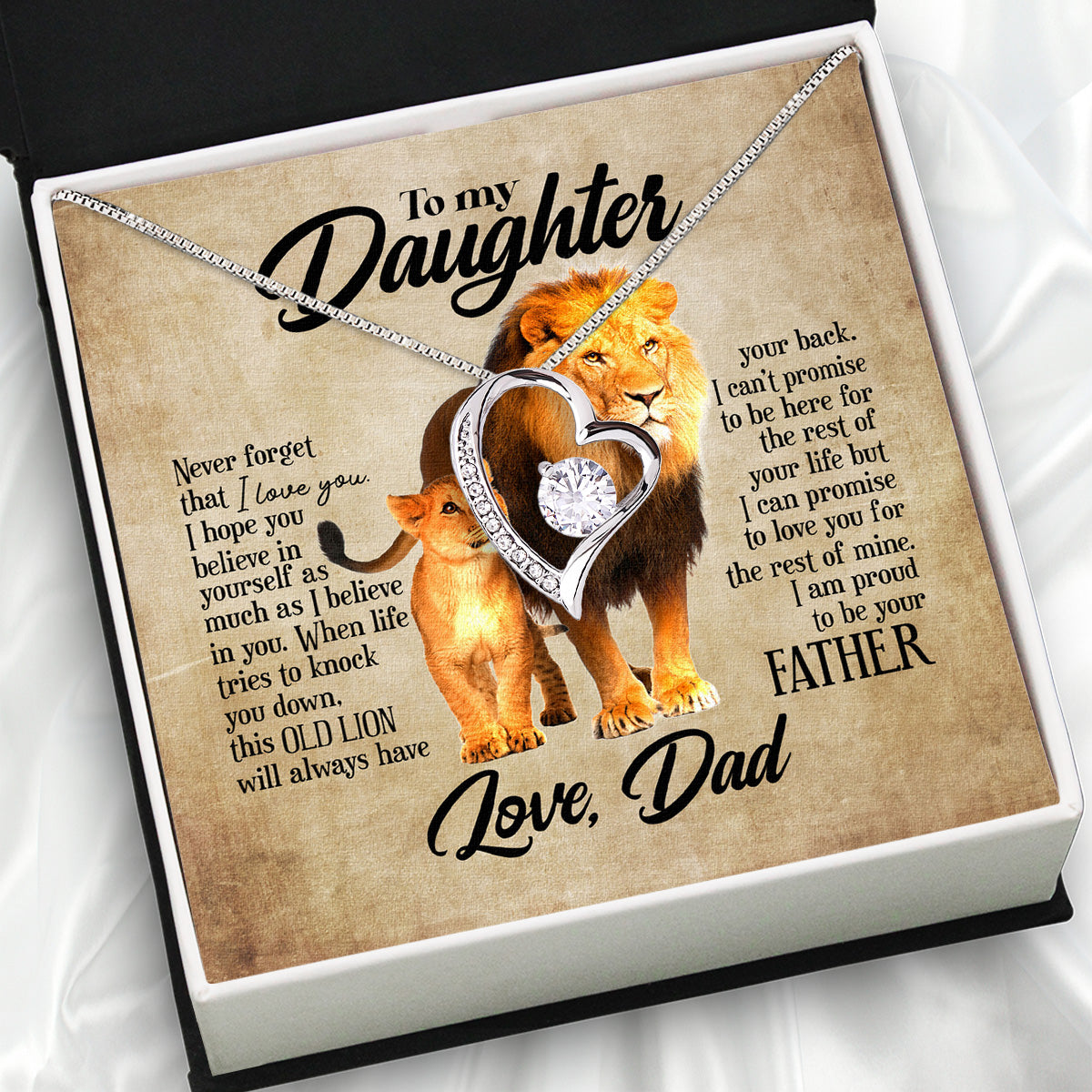 To My Daughter Necklace From Dad With Heartfelt Message Card, Jewelry For Daughter, Daughter Gift From Dad On Birthday, Wedding, Christmas, Graduation