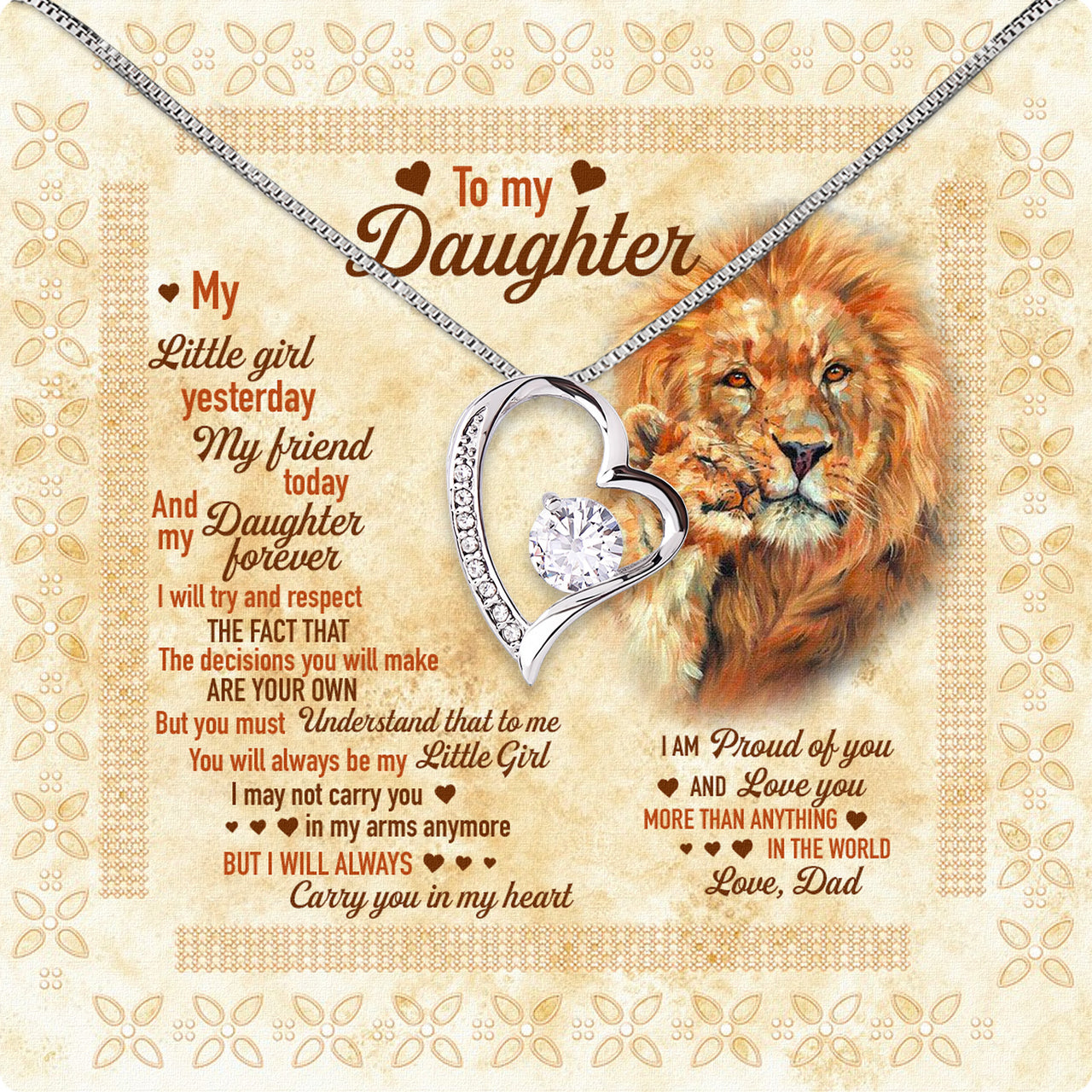 Daughter Necklace from Dad: A Piece of Your Heart for Her