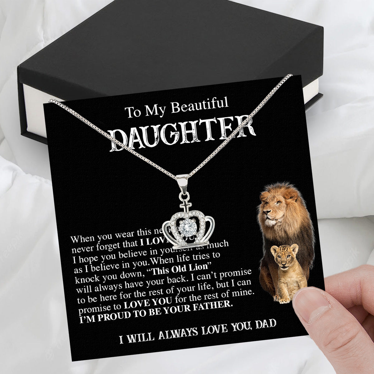 To My Daughter Necklace From Dad With Heartfelt Message Card, Jewelry For Daughter, Daughter Gift From Dad On Birthday, Wedding, Christmas, Graduation