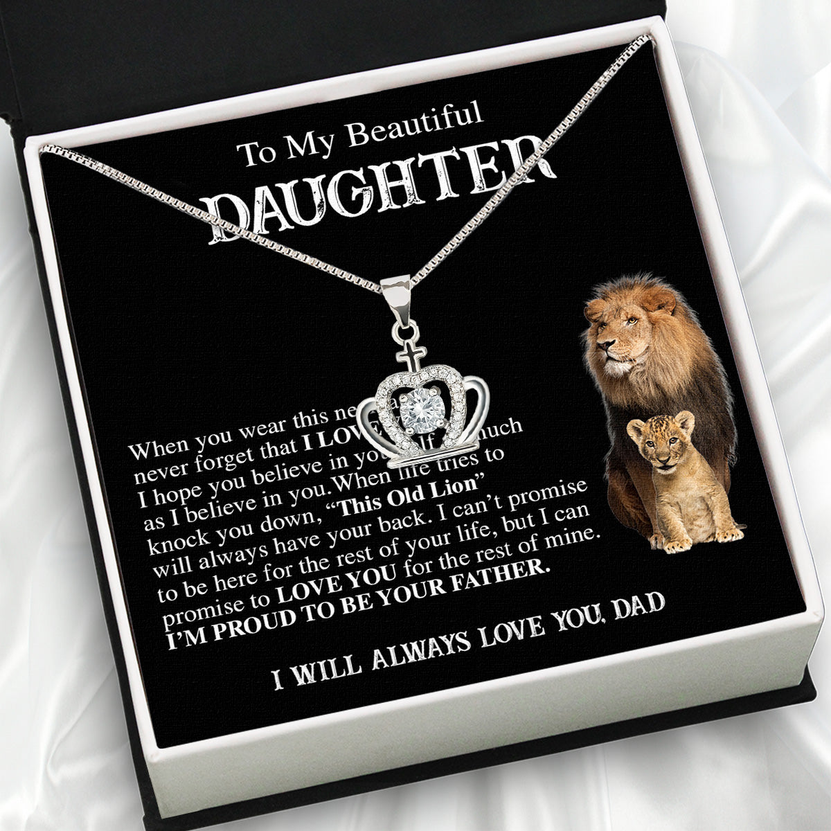 To My Daughter Necklace From Dad With Heartfelt Message Card, Jewelry For Daughter, Daughter Gift From Dad On Birthday, Wedding, Christmas, Graduation