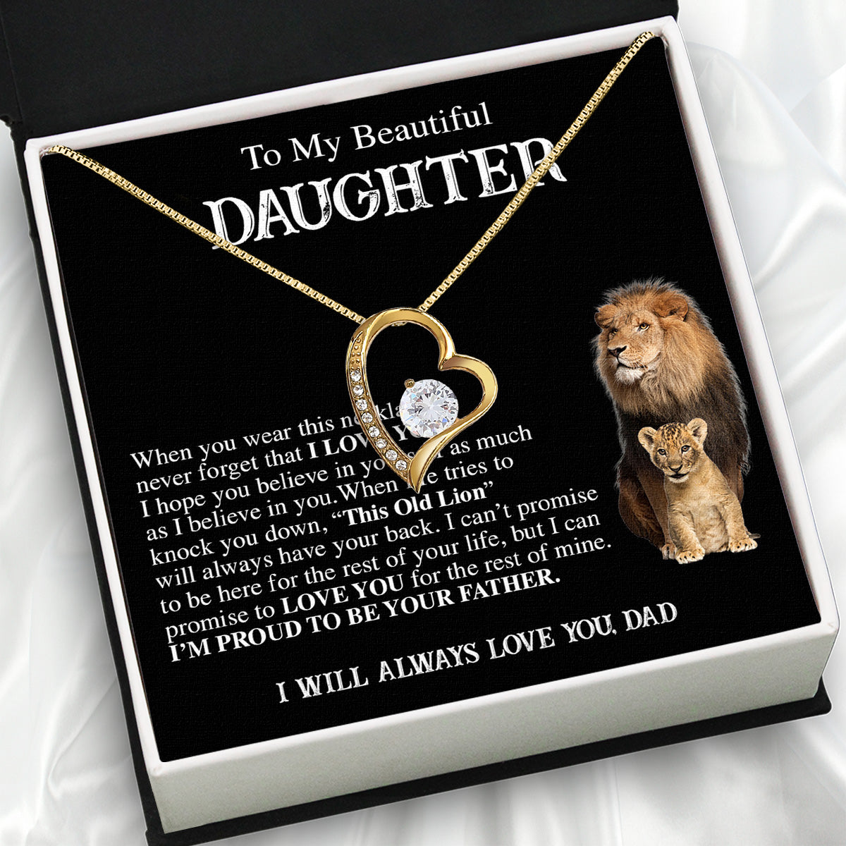 To My Daughter Necklace From Dad With Heartfelt Message Card, Jewelry For Daughter, Daughter Gift From Dad On Birthday, Wedding, Christmas, Graduation