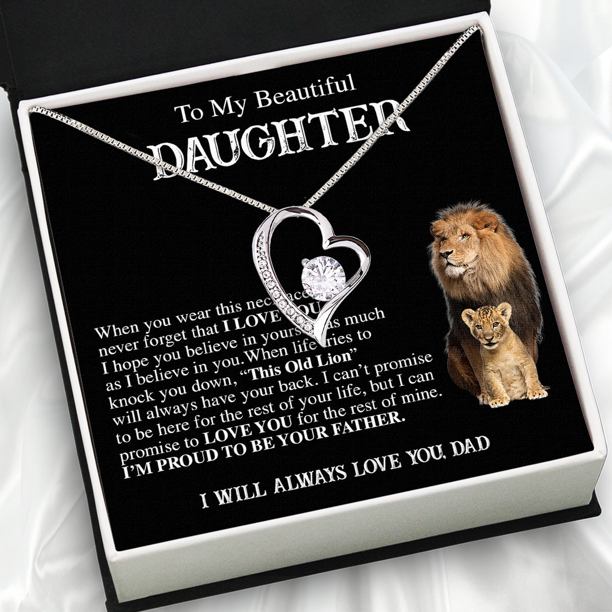 To My Daughter Necklace From Dad With Heartfelt Message Card, Jewelry For Daughter, Daughter Gift From Dad On Birthday, Wedding, Christmas, Graduation