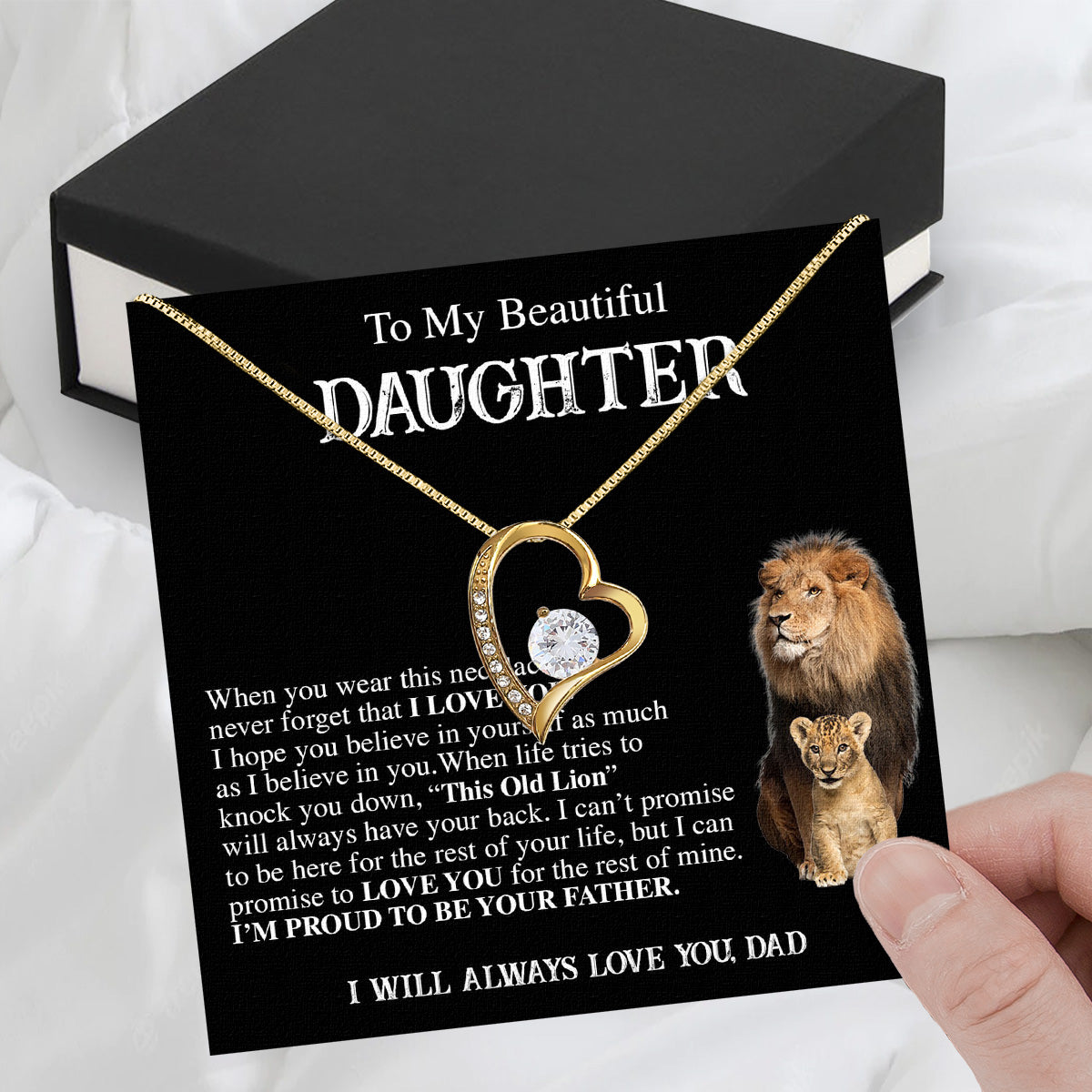 To My Daughter Necklace From Dad With Heartfelt Message Card, Jewelry For Daughter, Daughter Gift From Dad On Birthday, Wedding, Christmas, Graduation