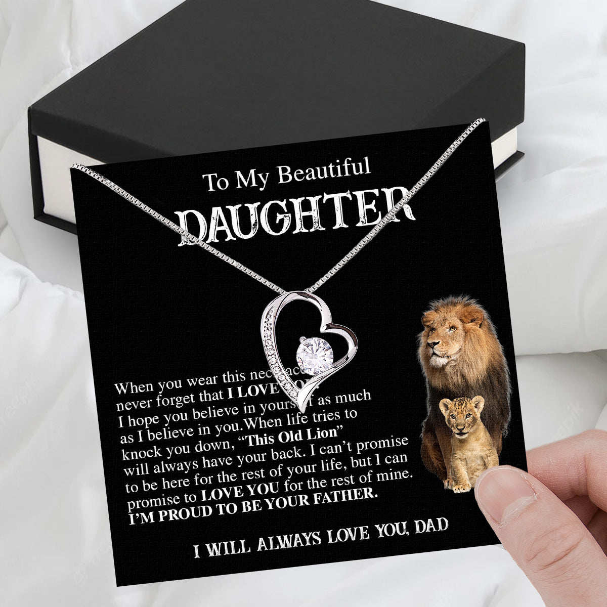 To My Daughter Necklace From Dad With Heartfelt Message Card, Jewelry For Daughter, Daughter Gift From Dad On Birthday, Wedding, Christmas, Graduation