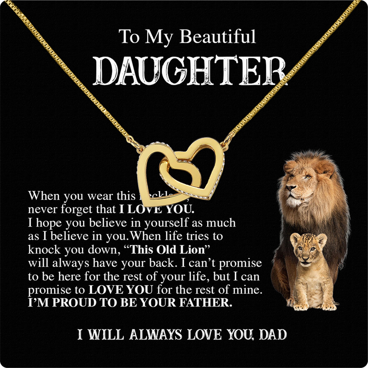 To My Daughter Necklace From Dad With Heartfelt Message Card, Jewelry For Daughter, Daughter Gift From Dad On Birthday, Wedding, Christmas, Graduation