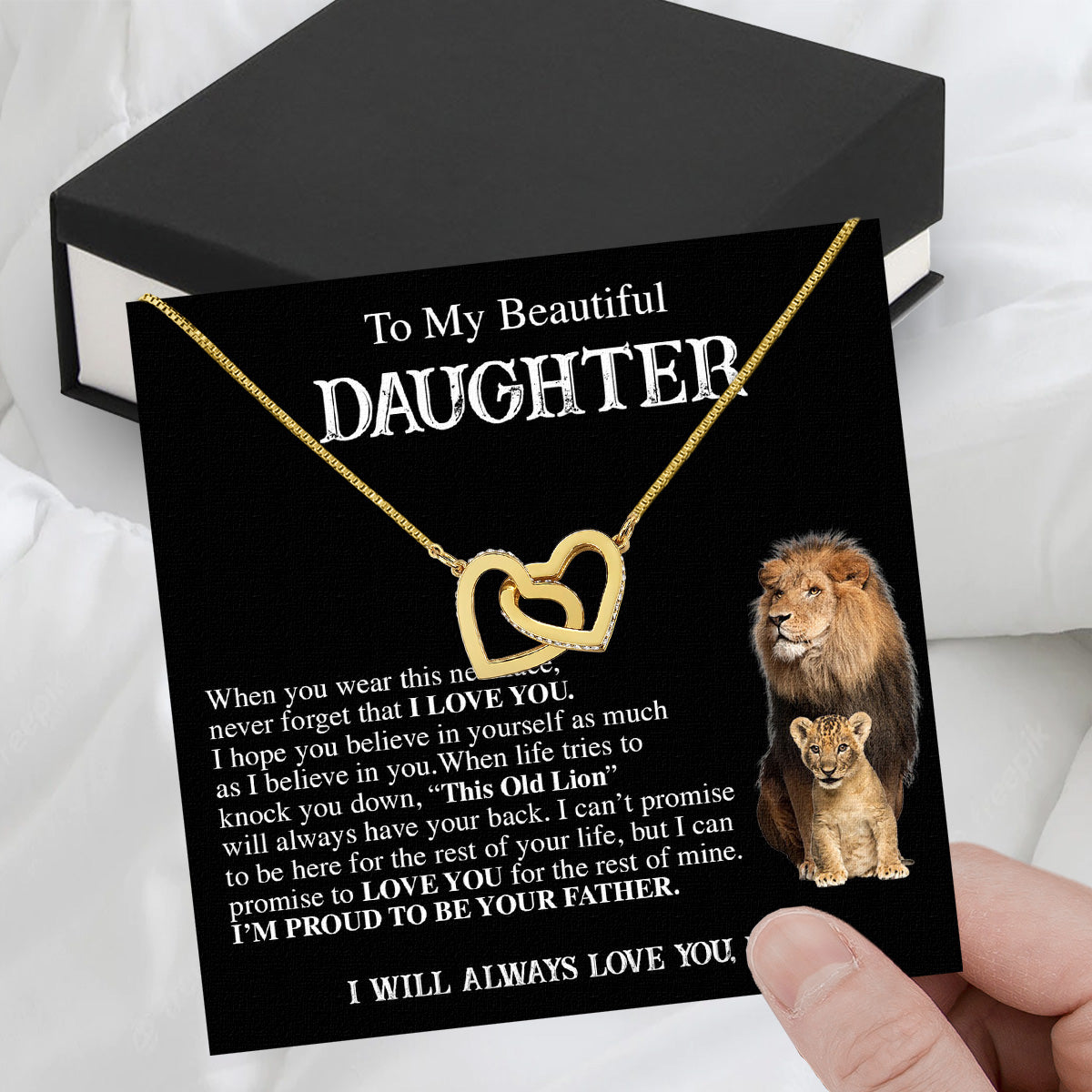 To My Daughter Necklace From Dad With Heartfelt Message Card, Jewelry For Daughter, Daughter Gift From Dad On Birthday, Wedding, Christmas, Graduation