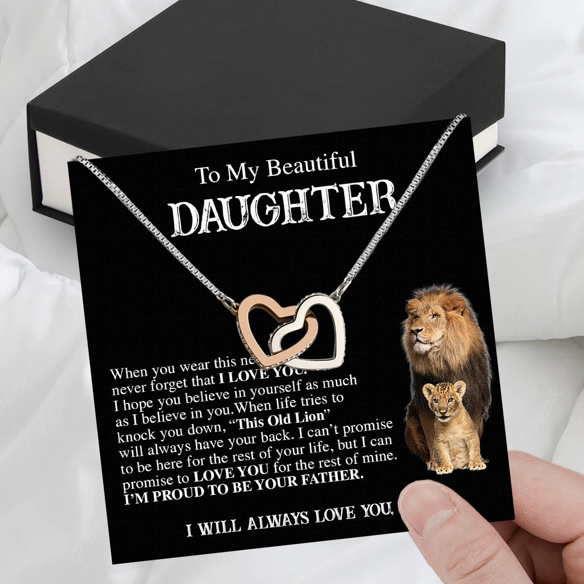 To My Daughter Necklace From Dad With Heartfelt Message Card, Jewelry For Daughter, Daughter Gift From Dad On Birthday, Wedding, Christmas, Graduation