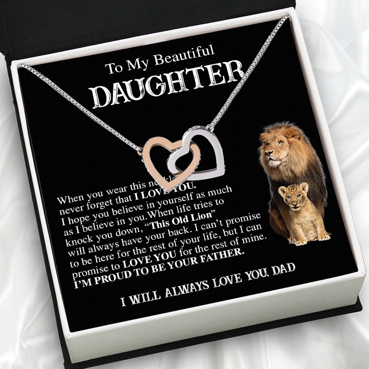 To My Daughter Necklace From Dad With Heartfelt Message Card, Jewelry For Daughter, Daughter Gift From Dad On Birthday, Wedding, Christmas, Graduation