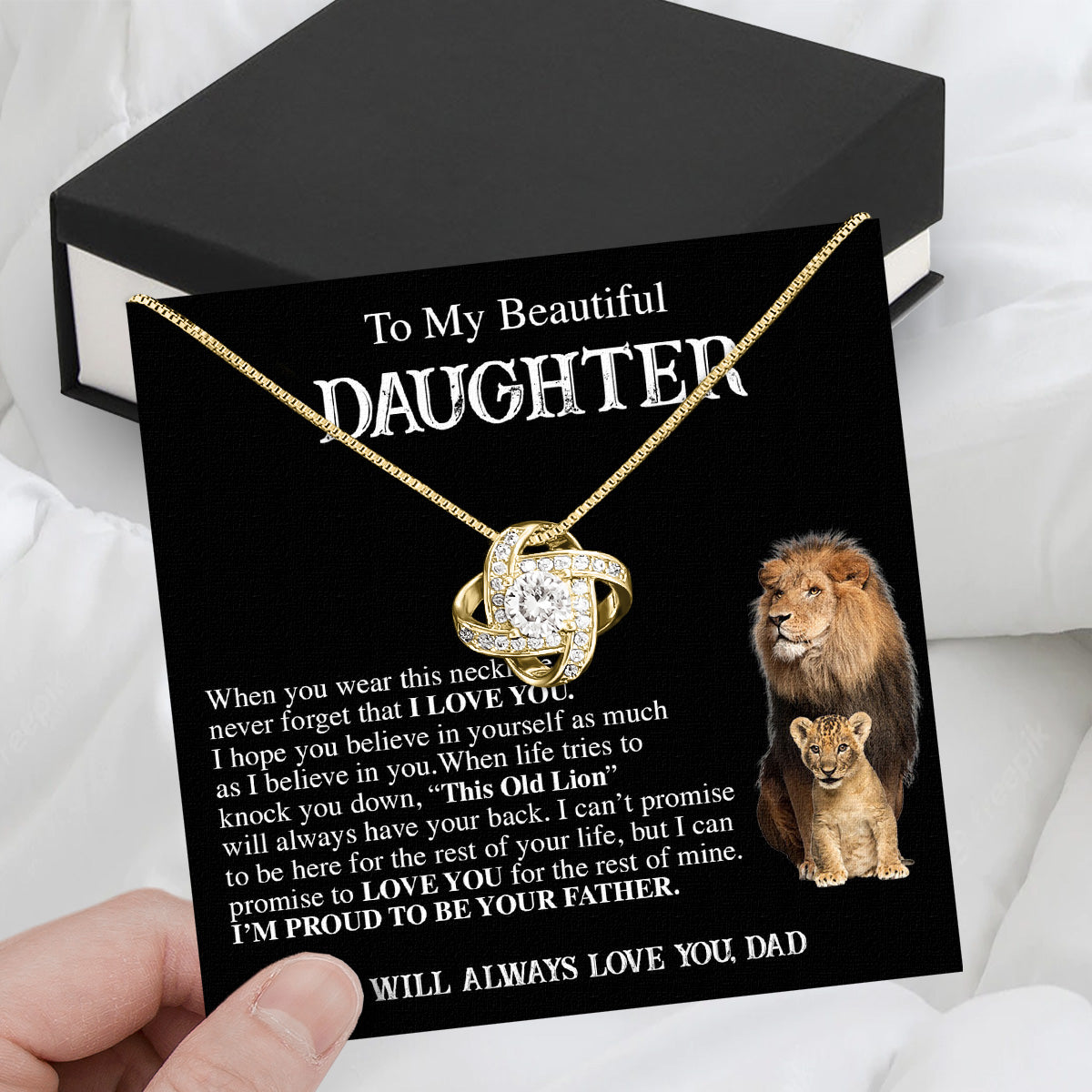 To My Daughter Necklace From Dad With Heartfelt Message Card, Jewelry For Daughter, Daughter Gift From Dad On Birthday, Wedding, Christmas, Graduation