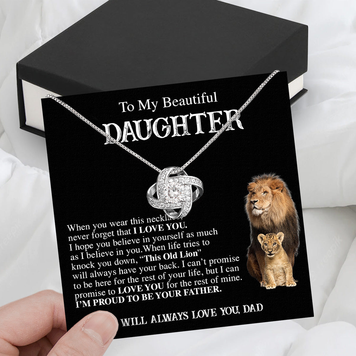 To My Daughter Necklace From Dad With Heartfelt Message Card, Jewelry For Daughter, Daughter Gift From Dad On Birthday, Wedding, Christmas, Graduation