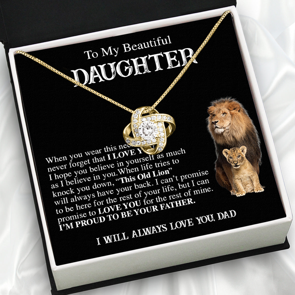 To My Daughter Necklace From Dad With Heartfelt Message Card, Jewelry For Daughter, Daughter Gift From Dad On Birthday, Wedding, Christmas, Graduation