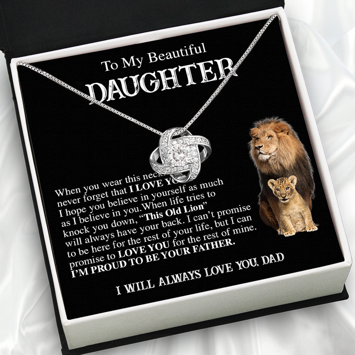 To My Daughter Necklace From Dad With Heartfelt Message Card, Jewelry For Daughter, Daughter Gift From Dad On Birthday, Wedding, Christmas, Graduation