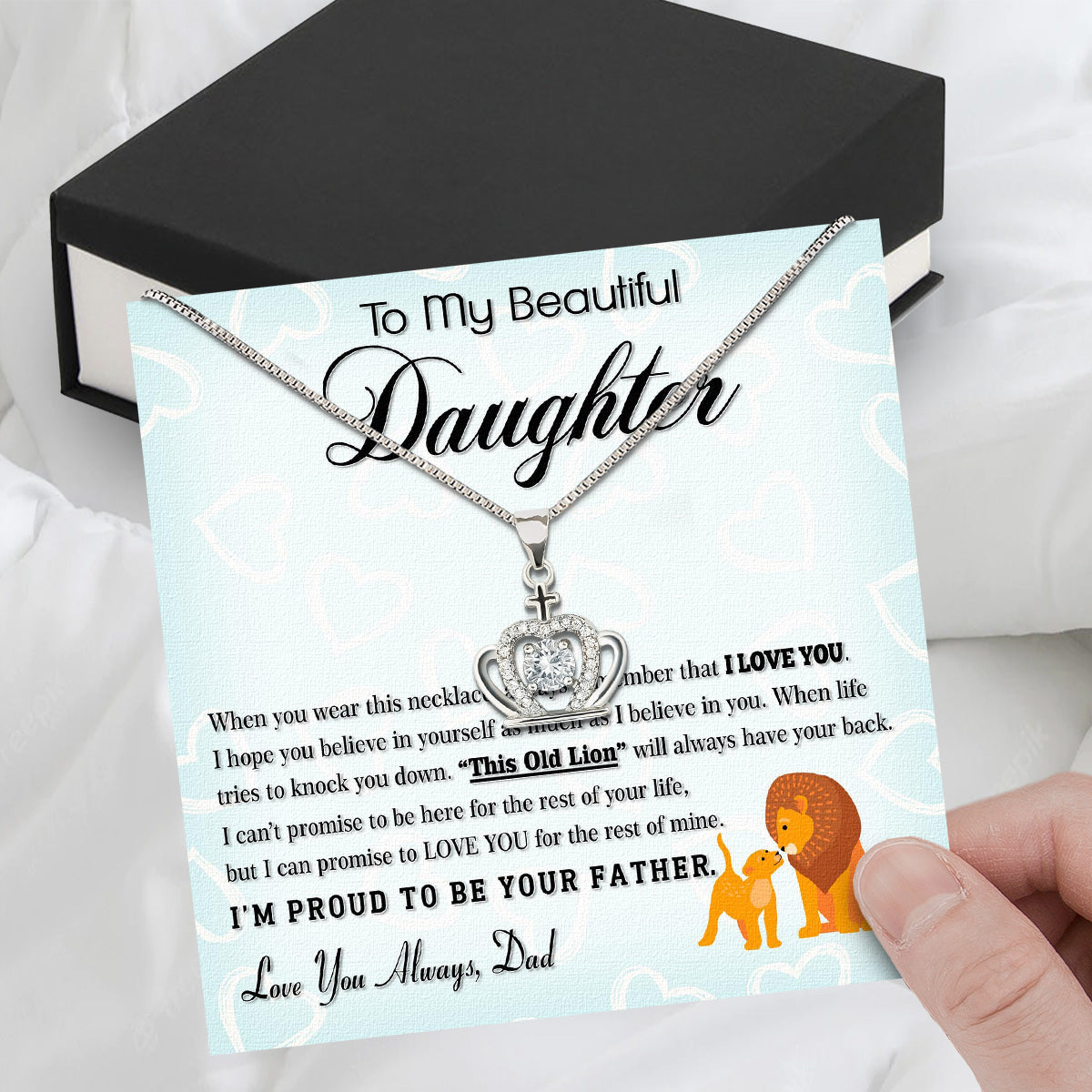 To My Daughter Necklace From Dad With Heartfelt Message Card, Jewelry For Daughter, Daughter Gift From Dad On Birthday, Wedding, Christmas, Graduation