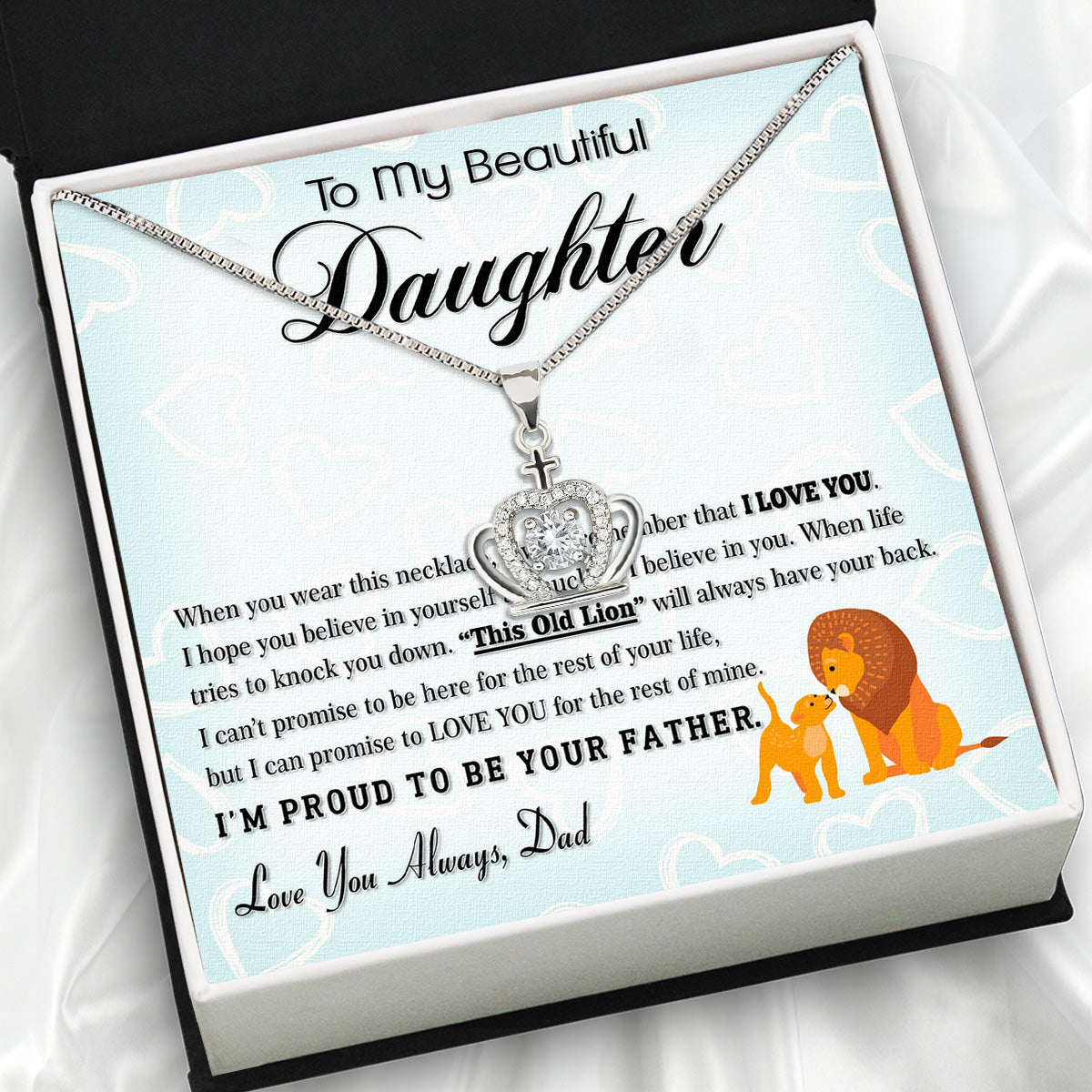 To My Daughter Necklace From Dad With Heartfelt Message Card, Jewelry For Daughter, Daughter Gift From Dad On Birthday, Wedding, Christmas, Graduation