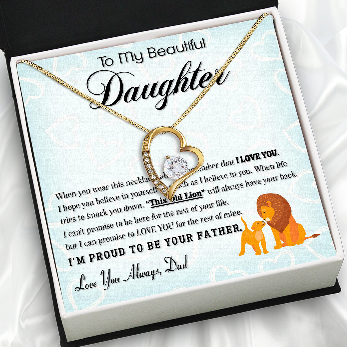 To My Daughter Necklace From Dad With Heartfelt Message Card, Jewelry For Daughter, Daughter Gift From Dad On Birthday, Wedding, Christmas, Graduation