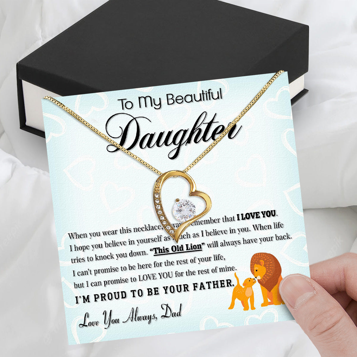 To My Daughter Necklace From Dad With Heartfelt Message Card, Jewelry For Daughter, Daughter Gift From Dad On Birthday, Wedding, Christmas, Graduation