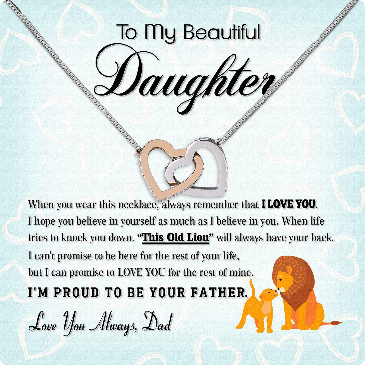 To My Daughter Necklace From Dad With Heartfelt Message Card, Jewelry For Daughter, Daughter Gift From Dad On Birthday, Wedding, Christmas, Graduation