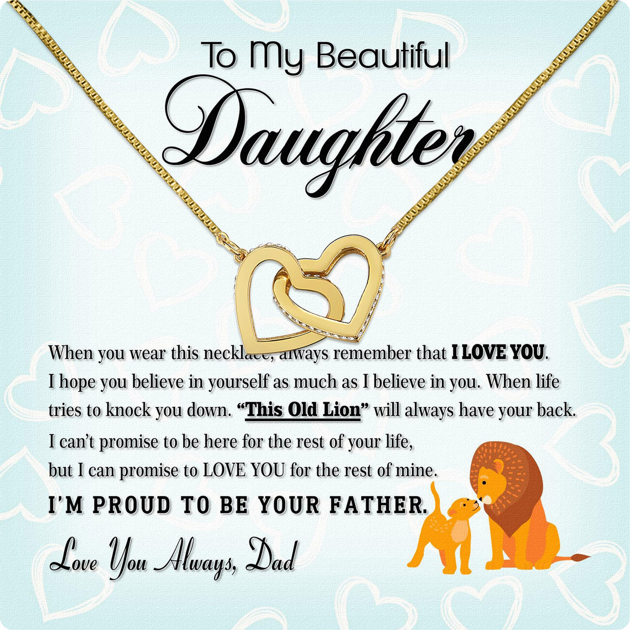 To My Daughter Necklace From Dad With Heartfelt Message Card, Jewelry For Daughter, Daughter Gift From Dad On Birthday, Wedding, Christmas, Graduation