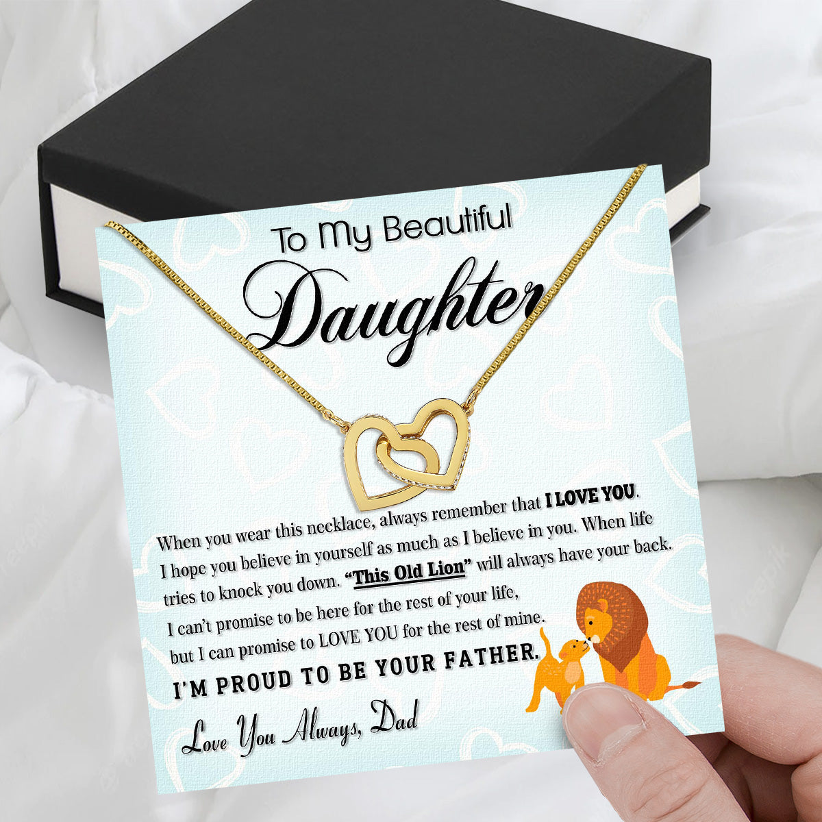 To My Daughter Necklace From Dad With Heartfelt Message Card, Jewelry For Daughter, Daughter Gift From Dad On Birthday, Wedding, Christmas, Graduation