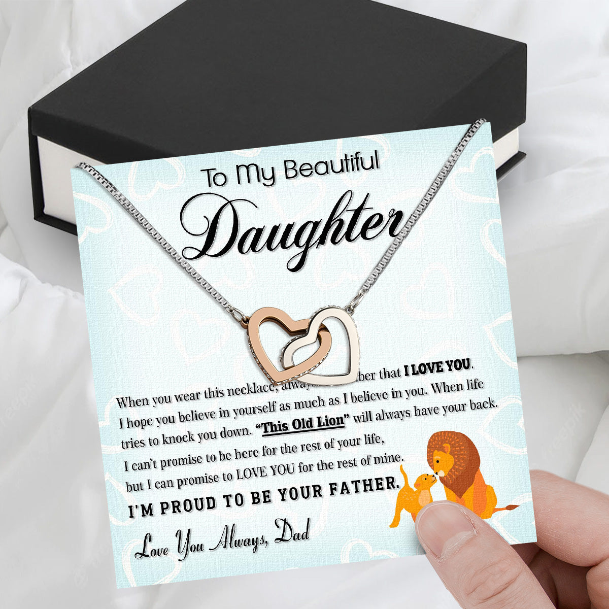 To My Daughter Necklace From Dad With Heartfelt Message Card, Jewelry For Daughter, Daughter Gift From Dad On Birthday, Wedding, Christmas, Graduation