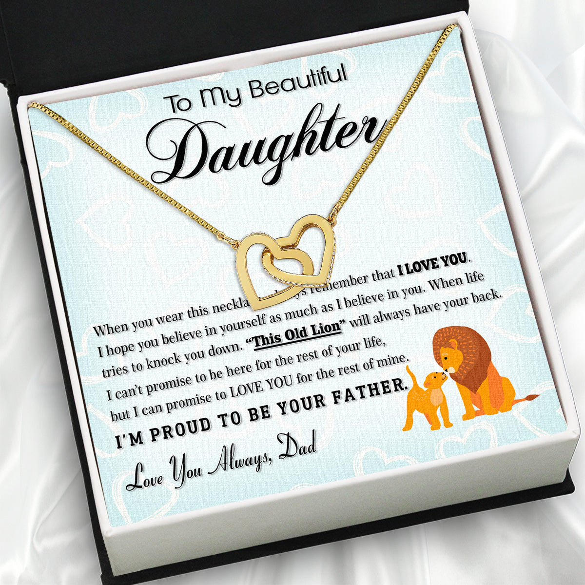 To My Daughter Necklace From Dad With Heartfelt Message Card, Jewelry For Daughter, Daughter Gift From Dad On Birthday, Wedding, Christmas, Graduation