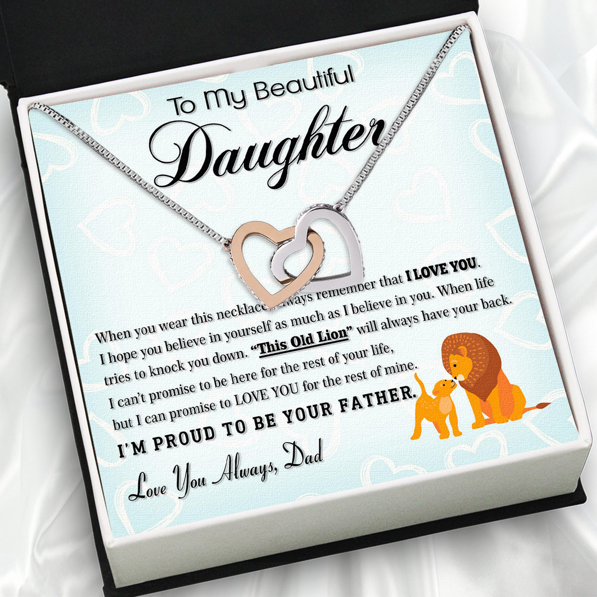 To My Daughter Necklace From Dad With Heartfelt Message Card, Jewelry For Daughter, Daughter Gift From Dad On Birthday, Wedding, Christmas, Graduation