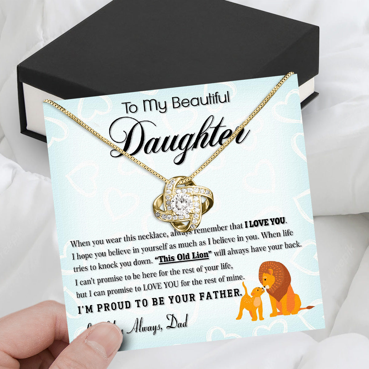 To My Daughter Necklace From Dad With Heartfelt Message Card, Jewelry For Daughter, Daughter Gift From Dad On Birthday, Wedding, Christmas, Graduation