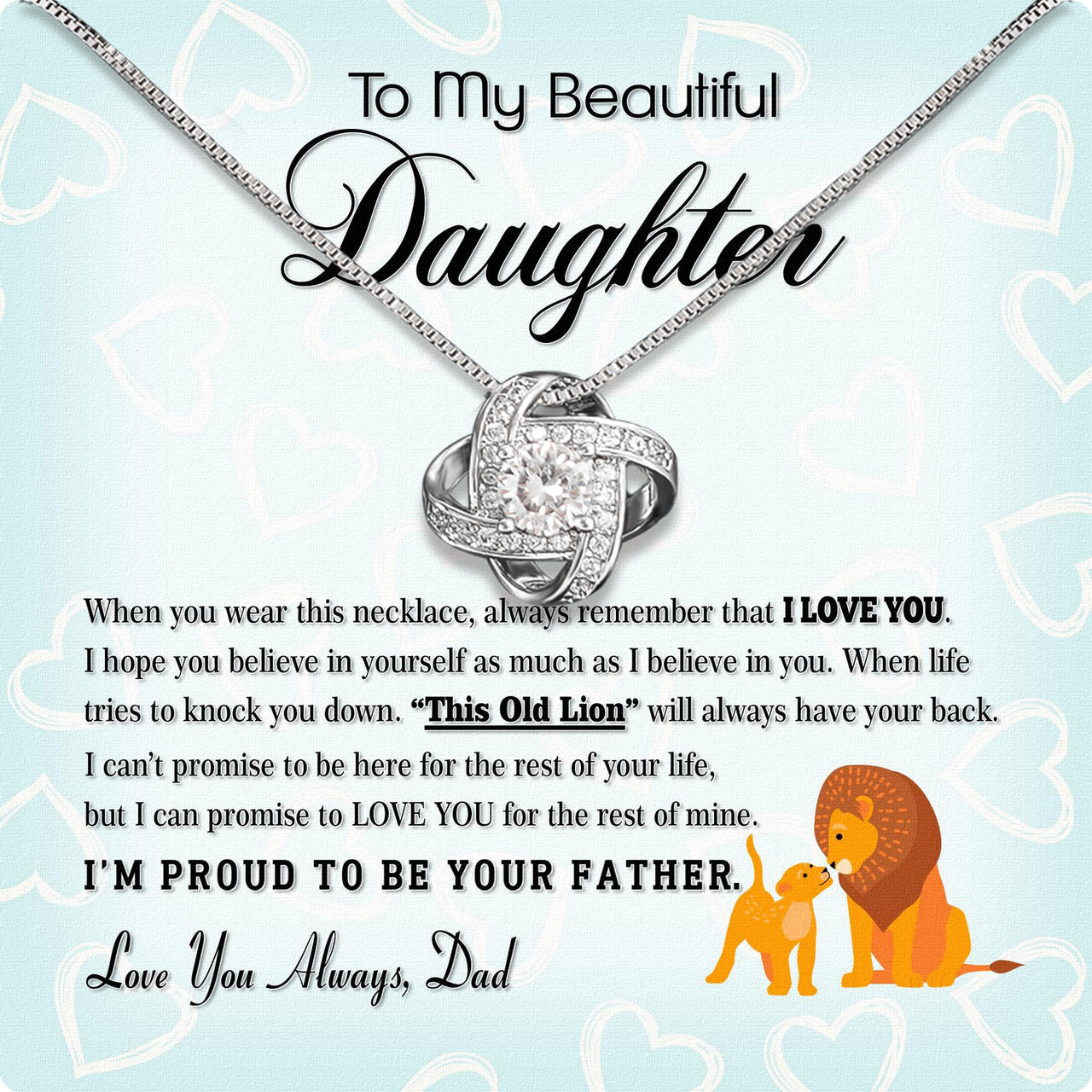 To My Daughter Necklace From Dad With Heartfelt Message Card, Jewelry For Daughter, Daughter Gift From Dad On Birthday, Wedding, Christmas, Graduation