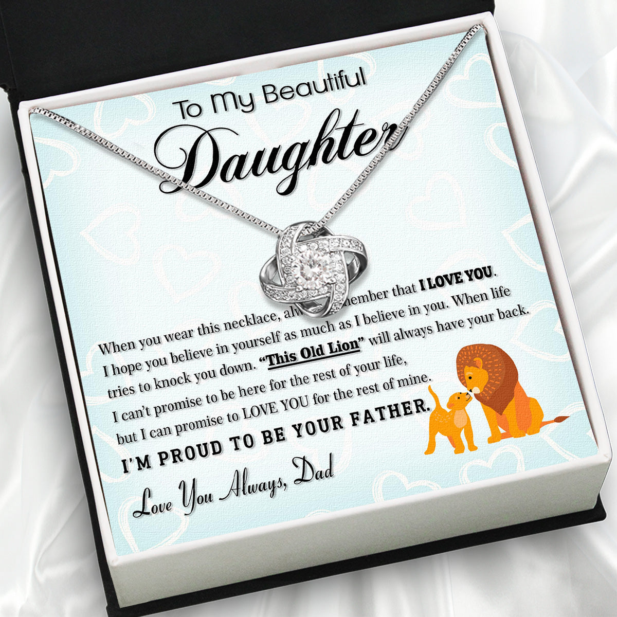 To My Daughter Necklace From Dad With Heartfelt Message Card, Jewelry For Daughter, Daughter Gift From Dad On Birthday, Wedding, Christmas, Graduation