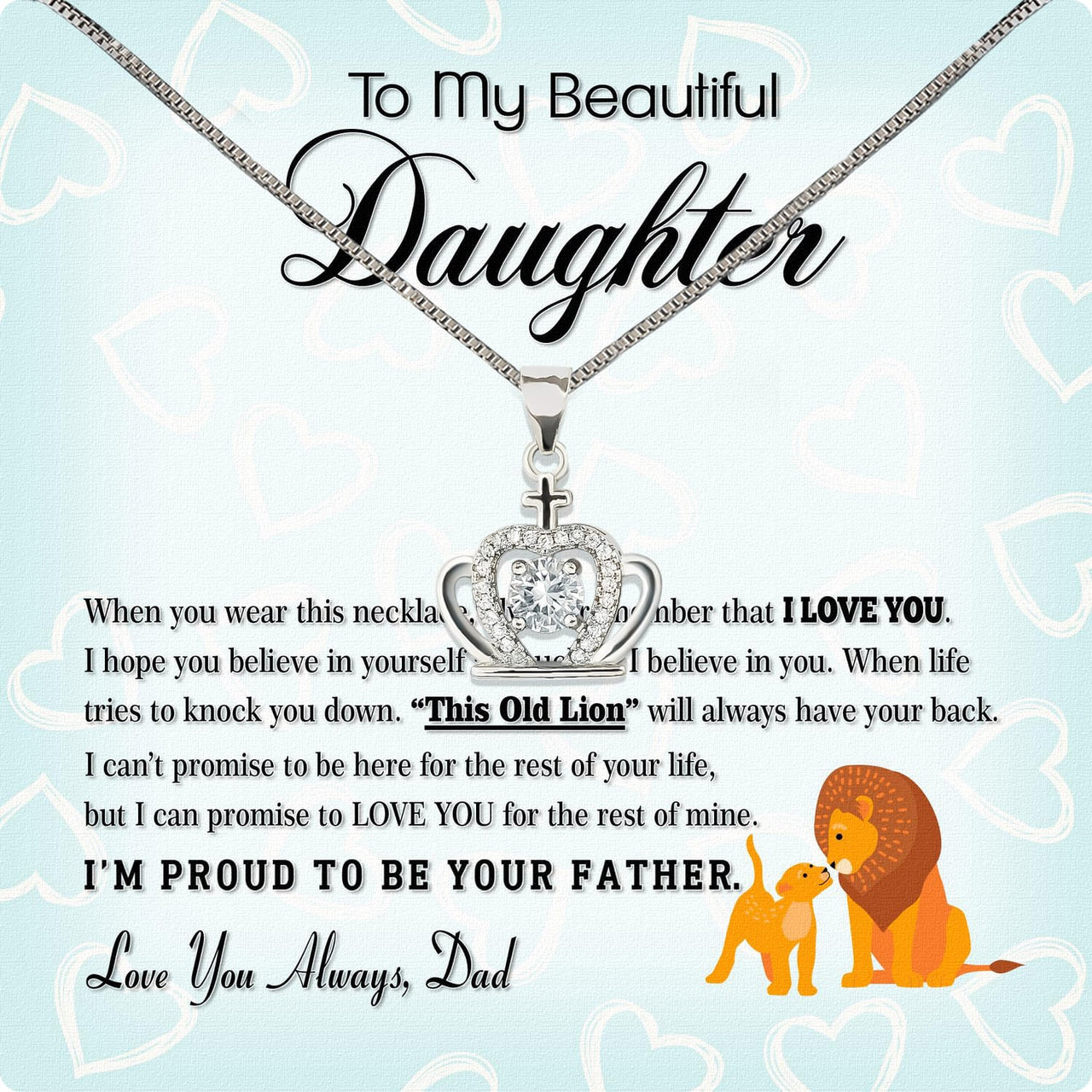 To My Daughter Necklace From Dad With Heartfelt Message Card, Jewelry For Daughter, Daughter Gift From Dad On Birthday, Wedding, Christmas, Graduation